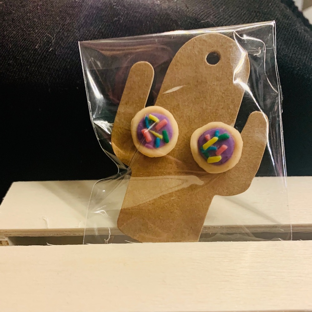 Purple sugar cookie stud earrings